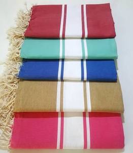 Toalla Fouta Hammam a Rayas, 100% Algodón Tejido, Secado Rápido, Peso Medio, Tejido de Rizo en Rojo, Verde Azulado, Azul, Beige y Rosa - Product Image 1