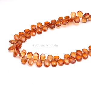 Perles de grenat Hessonite naturel et grenat cannelle, facettées, forme poire briolette, 5x7mm, fil de pierres précieuses en vrac, 6 pouces - Product Image 3