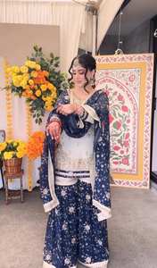 Ensemble Sharara Palazzo en Faux Georgette Lourd avec Dupatta, Broderie de Paillettes 5mm, Tenue de Soirée Ethnique, Tailles M L XL XXL - Product Image 5