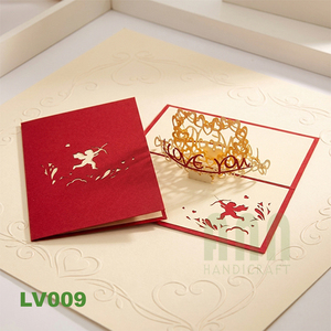 Tarjeta de felicitación emergente de corazón 3D vietnamita con recuerdo de impresión offset para el Día de San Valentín y expresando amor - Product Image 3