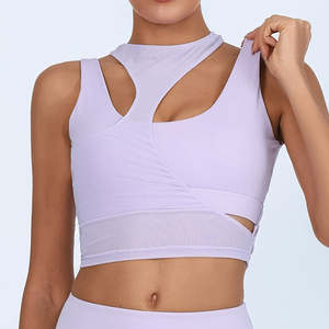 Women's Lightweight Running Bra Soft Padded Quick Dry Stretchy Mesh Insert Fitness Top Breathable Print Solid Sports Wear XS - Product Image 2