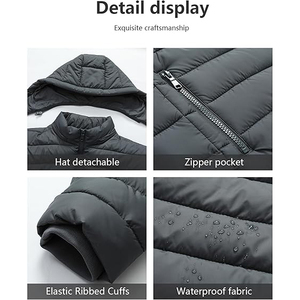 Diamond <b>Quilted</b> Hooded Jacket With Rhinestones For Women <b>Winter</b> Coat - Product Image 3