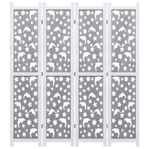 ฉากกั้นห้องไม้จริง 4 บาน สีเทา ขนาด 55.1"x65" ฉากกั้นห้องและฉากกั้นแบบหรูหรา - Product Image 3