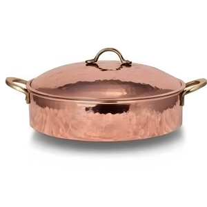 Olla de Cocina de Cobre Martillado Hecha a Mano con Tapa y Asas de Latón, Cacerola Tradicional de Cobre para Cocinar y Servir Comidas - Product Image 1