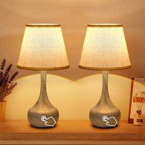 2-Pack 3-Way Dimmable Farmhouse Touch <b>Table</b> <b>Lamps</b> Bedside Nightstand Fabric Shade Desk <b>Lamp</b> for Bedroom Living Room Office - Product Image 1