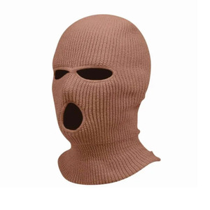 Balaclava en tricot marron à 3 trous, masque facial unisexe pour adulte, couverture chaude d'hiver pour l'extérieur, 100% acrylique - Product Image 1