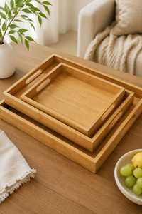 Plateau de service en bois naturel fait main, très vendu, pour la cuisine, la table à manger, le petit-déjeuner et la décoration de la maison, best-seller - Product Image 5
