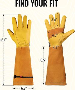 Gants de jardinage, gants de jardin longs en cuir pour femmes et hommes - Product Image 5