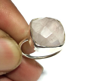 Bague de mariage vintage en argent sterling avec pierre précieuse en quartz rose naturel, sertie de griffes, en forme de poire, pour unisexe/femmes - Product Image 3