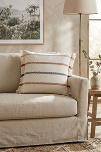 100% cotton Bohemian <b>Square</b> Cushion Cotton Linen Striped Embroidery Handmade <b>Pillowcase</b> Home Decor 18x18 Inch - Product Image 4