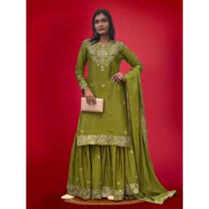 Hermoso Salwar Kameez de Algodón para Fiestas, Top y Pantalón con Dupatta - Product Image 3