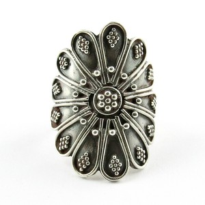 Anillos Plateados con Diseño Floral, Estilo Bohemio de Moda India, Joyería con Engaste de Bisel para Compromiso y Boda - Product Image 2