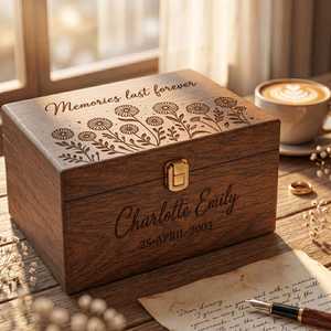 Brown Wooden <b>Lockable</b> Storage <b>Box</b> Custom Name Engraving Classic Design 3-6L Capacity Sundries Organizer Gift for Bedroom Desk - Product Image 6