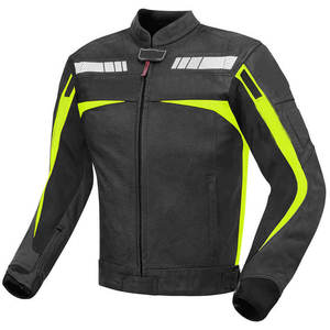 Blouson de moto en cuir pour homme, noir et jaune, à blocs de couleur, manches longues, respirant, toutes saisons, style motard de course - Product Image 5