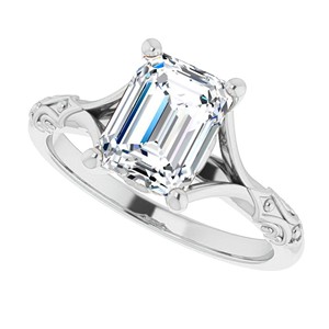 2.5CT Emerald Cut Vintage <b>Ring</b> VVS1 Moissanite Solitaire Engagement <b>Ring</b> For Her 14K Solid White Gold Wedding <b>Statement</b> <b>Ring</b> - Product Image 2