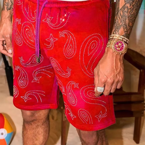 Pantalones Cortos Deportivos Rojos para Hombre, Estilo Urbano, con Cordón Ajustable, para Verano, 100% Poliéster, Secado Rápido, Transpirables - Product Image 1