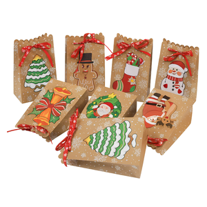 Bolsas de Regalo Navideñas Personalizadas de Papel Kraft con Cinta para Dulces, Galletas, Recuerdos de Fiesta, Empaque para Venta al por Menor - Product Image 2