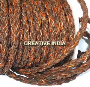 Cordón de cuero trenzado Vintage verde antiguo de 4mm, redondo de 8 capas para joyería y diseño de prendas para bolsos - Product Image 4