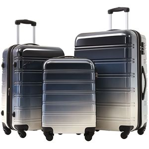Set di bagaglio rigido nero gradiente 3 pezzi valigia espandibile con Spinner ruote TSA lucchetto leggero 20 "24" 28 "disponibile - Product Image 1