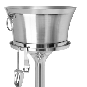 Juego de Cubitera para Vino de Acero Inoxidable con Soporte de Pie, Cuchara y Pinzas, Elegante Enfriador de Champán Plateado Cepillado Independiente - Product Image 1