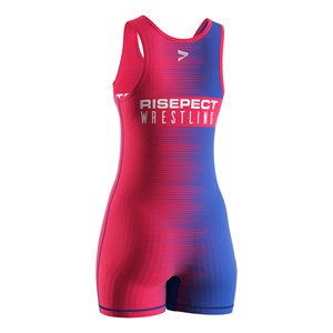 Combinaison de lutte pour homme, une pièce, ajustée, imprimée par sublimation, dégradé bleu-rose, séchage rapide, spandex polyester, arts martiaux pour adultes - Product Image 6
