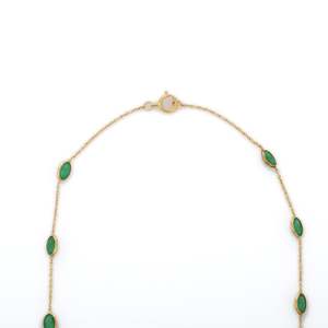 Fine Chains Necklace 18K Yellow Gold Oval Cut 7.6 Ct Green Emerald - Product Image 3