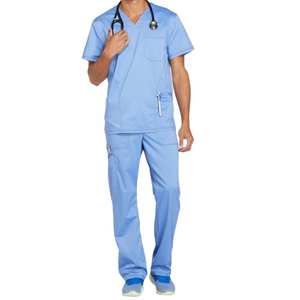 Uniforme Médico para Hombre, Ropa de Trabajo para Hospital, Conjunto de Uniformes Quirúrgicos, Transpirable, Mezcla de Algodón, Cuello en V, Pantalón, Venta al Por Mayor - Product Image 6