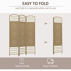 Divisorio Pieghevole a 3 Pannelli Fatto a Mano, Schermo Portatile per la Privacy con Design a Onde in Fibra, per Casa e Ufficio, Stile Naturale Tradizionale - Product Image 4