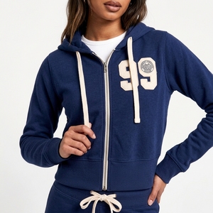 Women's Heavyweight Polyester/Cotton Blend Two Piece Sweat Set Zip <b>Hoodie</b> <b>Fleece</b> Windproof Breathable Quick Dry Drawstring - Product Image 5