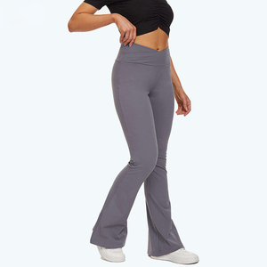Leggings Estilo Flare de Alta Elasticidad, Clásicos, Lisos, Teñidos, Casuales, para Hacer Ejercicio al Aire Libre, Correr, Pantalones Flare de Verano - Product Image 3