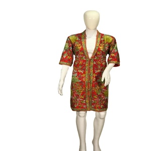 Women Winter Hand Embroidered Linen Kimono Kaftan <b>Jacket</b> Suzani Folk Style Tribal Look High Fashion Coat - Product Image 1