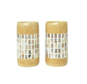 Eco Friendly Handcrafted Mother Of Pearl <b>Bamboo</b> <b>Cup</b> Natural Wooden Drinking Vessel Dark Shell Art Craft Gift Home Decor - Product Image 2