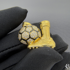 Pendentif Football en Moissanite, Collier Ballon de Football en Argent Sterling 925 Plaqué Rhodium, Breloque de Luxe Dorée, Cadeau de Fête pour les Amateurs de Football - Product Image 2