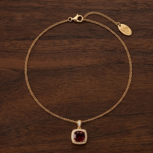 สร้อยคอพลอยโกเมนสีแดงทรงคุชชั่น 10 มม. เงินแท้ 925 ชุบทอง 18K จี้ห้อยคอสำหรับใส่ทุกวัน ของขวัญสำหรับเธอ - Product Image 3