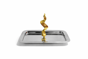 Contemporary Round Metal Marble & Wood Eco-Friendly <b>Disposable</b> Serving Tray for Party and Home Decor - Product Image 2