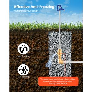 Robinet extérieur antigel de 1,58 m, résistant au gel, pour jardin, raccord de tuyau NPT 3/4 po, connecteurs d'eau de jardin pour tuyau NH 3/4 po - Product Image 4