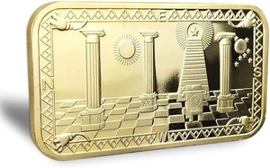 เหรียญที่ระลึกฟรีเมสัน ลายสัญลักษณ์เมสัน ชุบทอง เหรียญเมสัน งานฝีมือสวยงาม เหรียญเมสัน 3 มิติ - Product Image 3