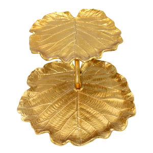 Plateaux uniques en aluminium, finition feuille d'or et d'argent brillante, vaisselle de table, bols de service en forme de feuille pour la maison et les hôtels - Product Image 4