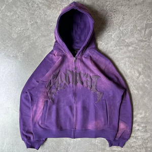 Sudadera con Capucha Unisex de Estilo Urbano para Invierno, en Todos los Colores, Oversize, con Efecto Desgastado, Lavado Ácido, de Forro Polar Ecológico, con Efecto Descolorido por el Sol, Nuevo Estilo - Product Image 3
