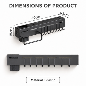 Portacuchillos con ganchos para utensilios, organizador de almacenamiento moderno de plástico de un solo nivel para cuchillos, cucharas y espátulas - Product Image 2