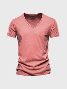 Camiseta de algodón con cuello en V para hombre |   Camiseta de Algodón Cómoda y Elegante para Uso Diario Informal, Perfecta para un Estilo Relajado - Product Image 5