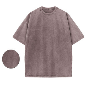 T-shirt Homme Oversize Délavé à l'Acide 100% Coton Couleur Unie Teinte Unie Manches Courtes Col Rond Coupe Décontractée en Jersey Tricoté - Product Image 6