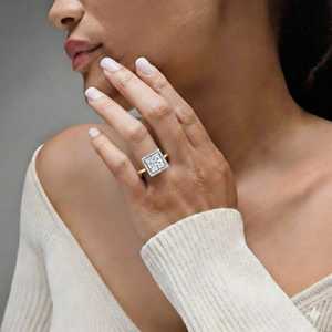 Anillo de Compromiso de Plata de Ley 925 con Baño de Oro Rosa, Moissanita de Corte Princesa de 1.5CT con Halo, Engaste de Puntas, Sin Níquel, Sin Plomo - Product Image 6