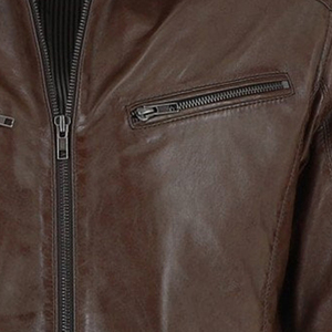 Veste en cuir pour homme de style streetwear, design personnalisé, vente en gros, haute qualité, coupe slim, avec tissu en toile, vestes en cuir pour homme - Product Image 5