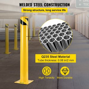 Poteau de sécurité en acier thermolaqué jaune 48''x4,5'', barrière de circulation Ø4,5'' DE, 4 barrières de sécurité offertes - Product Image 3