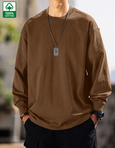เสื้อเชิ้ตแขนยาวผู้ชาย สีพื้น ผ้าฝ้าย สไตล์ลำลอง ทรงโอเวอร์ไซส์ ใส่ได้ในฤดูใบไม้ร่วง เสื้อแขนยาวลำลองสำหรับผู้ชาย เสื้อท่อนบนผู้ชาย - Product Image 1