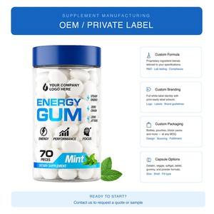 Gommes énergétiques à la menthe personnalisées avec caféine naturelle, L-théanine et vitamine B12 - Product Image 4