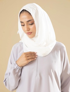 Ensemble Abaya Quotidien pour Femmes Musulmanes, Couleur Lavande, Style Saoudien Uni, Manches Longues Élastiques, Longueur au Sol, Coupe Droite, Modeste, Couverture Complète - Product Image 4