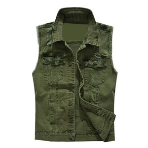 Gilet en jean uni de haute qualité au design unique pour homme – Vente en gros – Style décontracté sans manches – Vêtement streetwear pour homme - Product Image 1