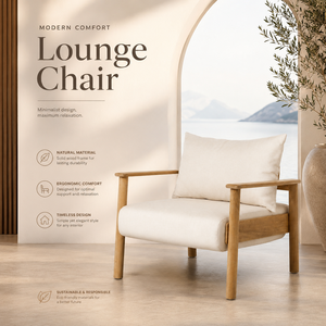 Fauteuil en teck massif minimaliste sur mesure, vente en gros, directement de l'usine, OEM ODM, livraison en conteneur, avec coussin en tissu rembourré - Product Image 1